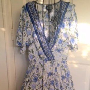 Short Sleeve Boho Faux Wrap Maxi Dress